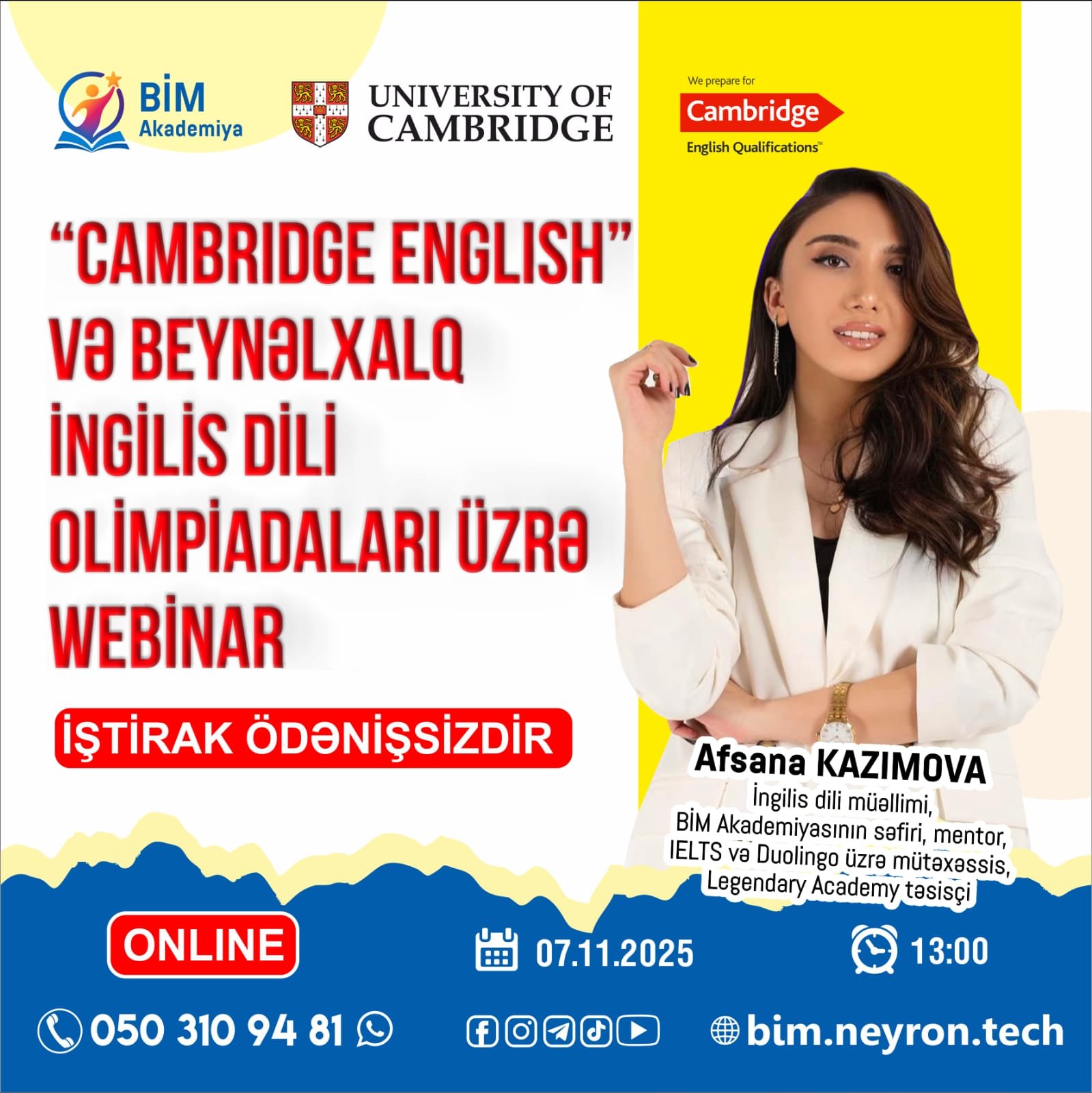 “Cambridge English” və Beynəlxalq Ingilis dili olimpiadaları üzrə webinar